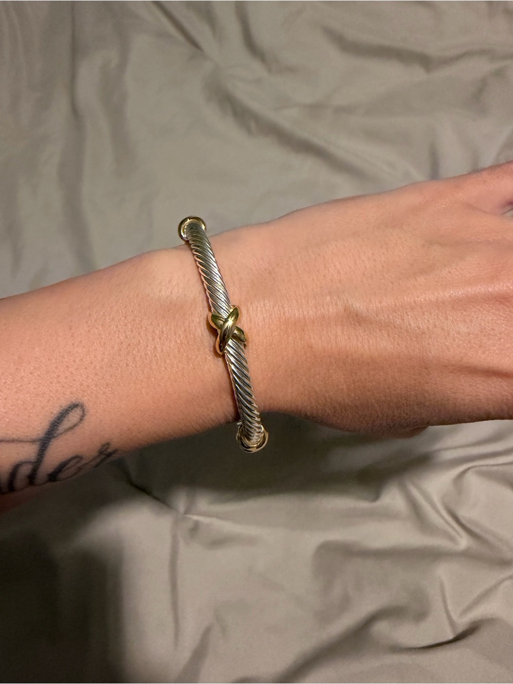 Gold and Silver Twisted Knot Cuff Bracelet